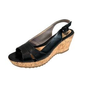 Sofft Cailean Wedge Slingback Sandal in Black Women's 7.5